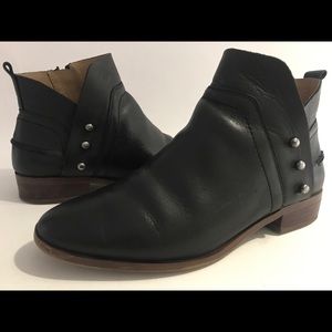Franco Sarto Leather Ankle Booties Black Size 7